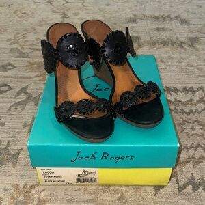Jack Rogers Black Patent Detail Luccia Sandals